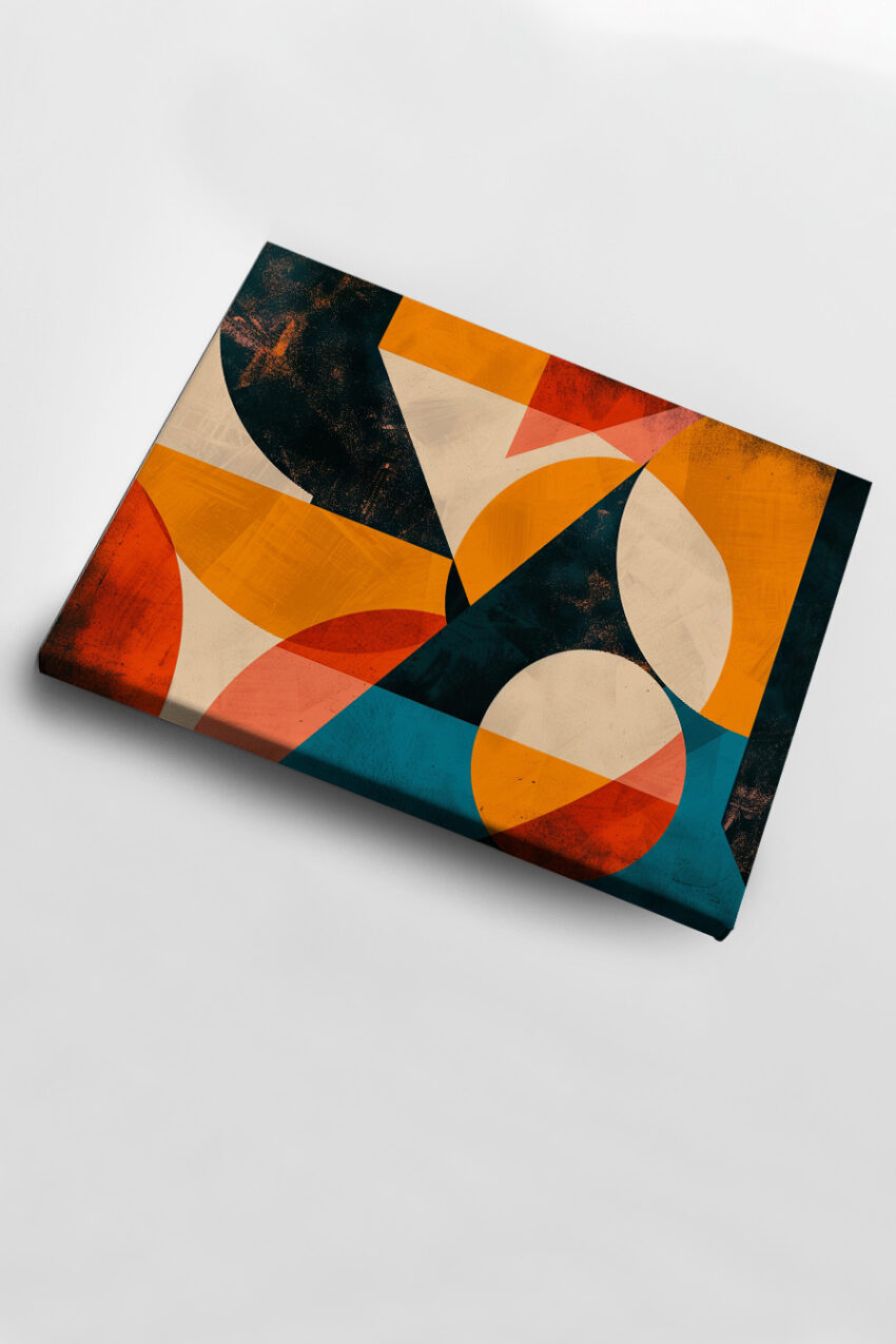 Digitale Kunst Poster Abstraktion Orange Blau Creme