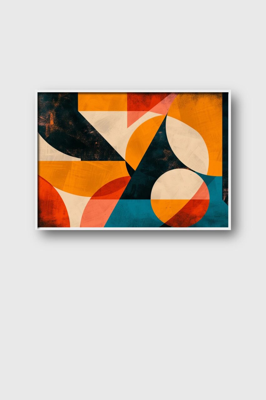 Digitale Kunst Poster Abstraktion Orange Blau Creme