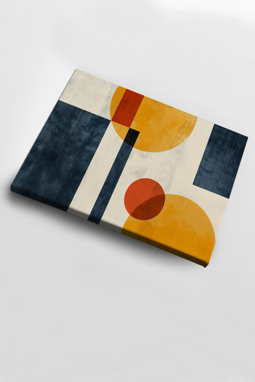 Grafikdesign Poster Geometrie Komposition orange dunkelblau creme