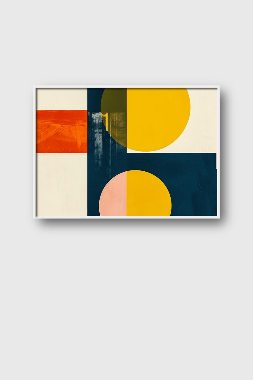 Grafik Poster Farben Formen gelb blau rosa minimalistisch