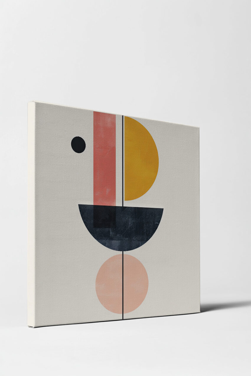 Abstrakt Poster Formen geometrisch rosa gelb schwarz