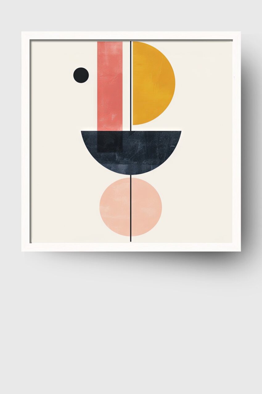 Abstrakt Poster Formen geometrisch rosa gelb schwarz