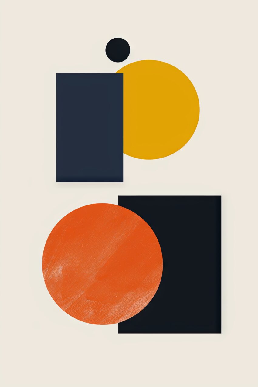 Grafikdesign Poster Kreis Quadrat orange schwarz abstrakt
