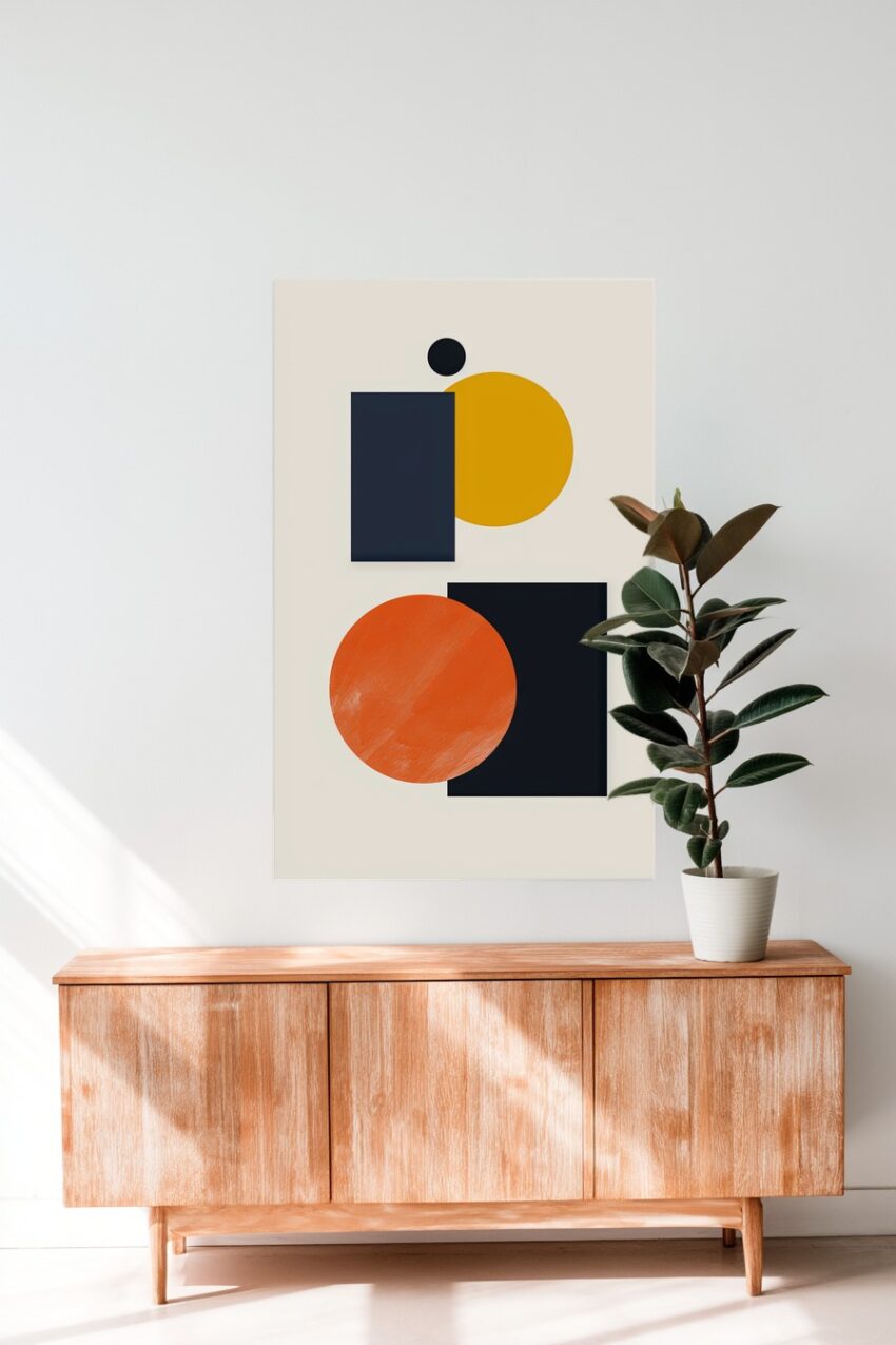 Grafikdesign Poster Kreis Quadrat orange schwarz abstrakt