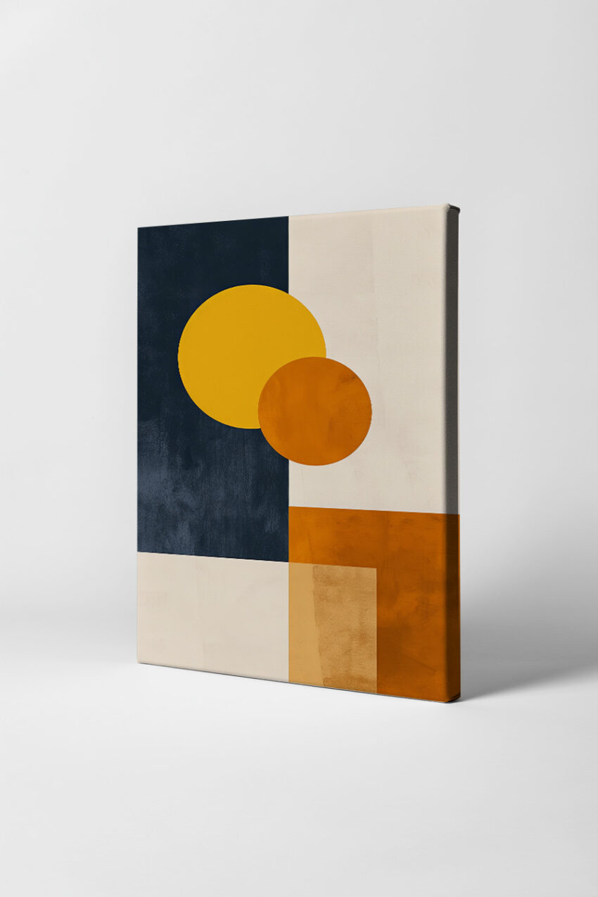 Grafikdesign Poster Geometrische Balance ocker schwarz-weiß