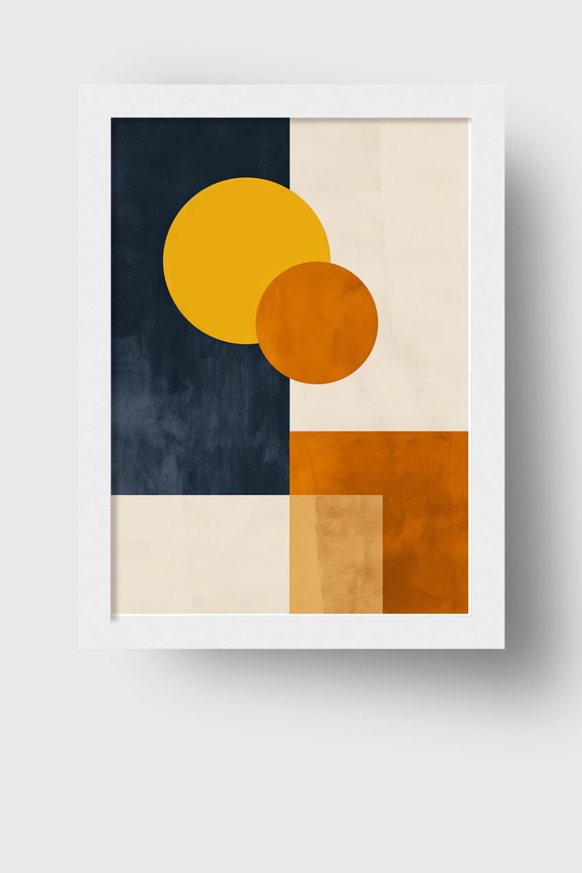 Grafikdesign Poster Geometrische Balance ocker schwarz-weiß