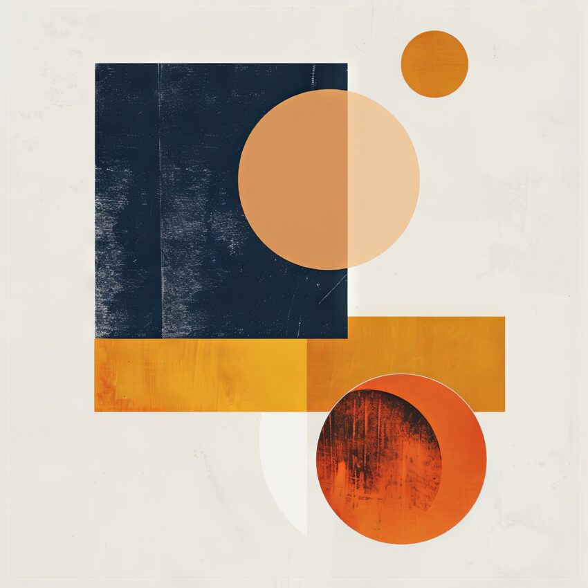 Grafische Poster Abstrakte Formen Orange Blau minimalistisch