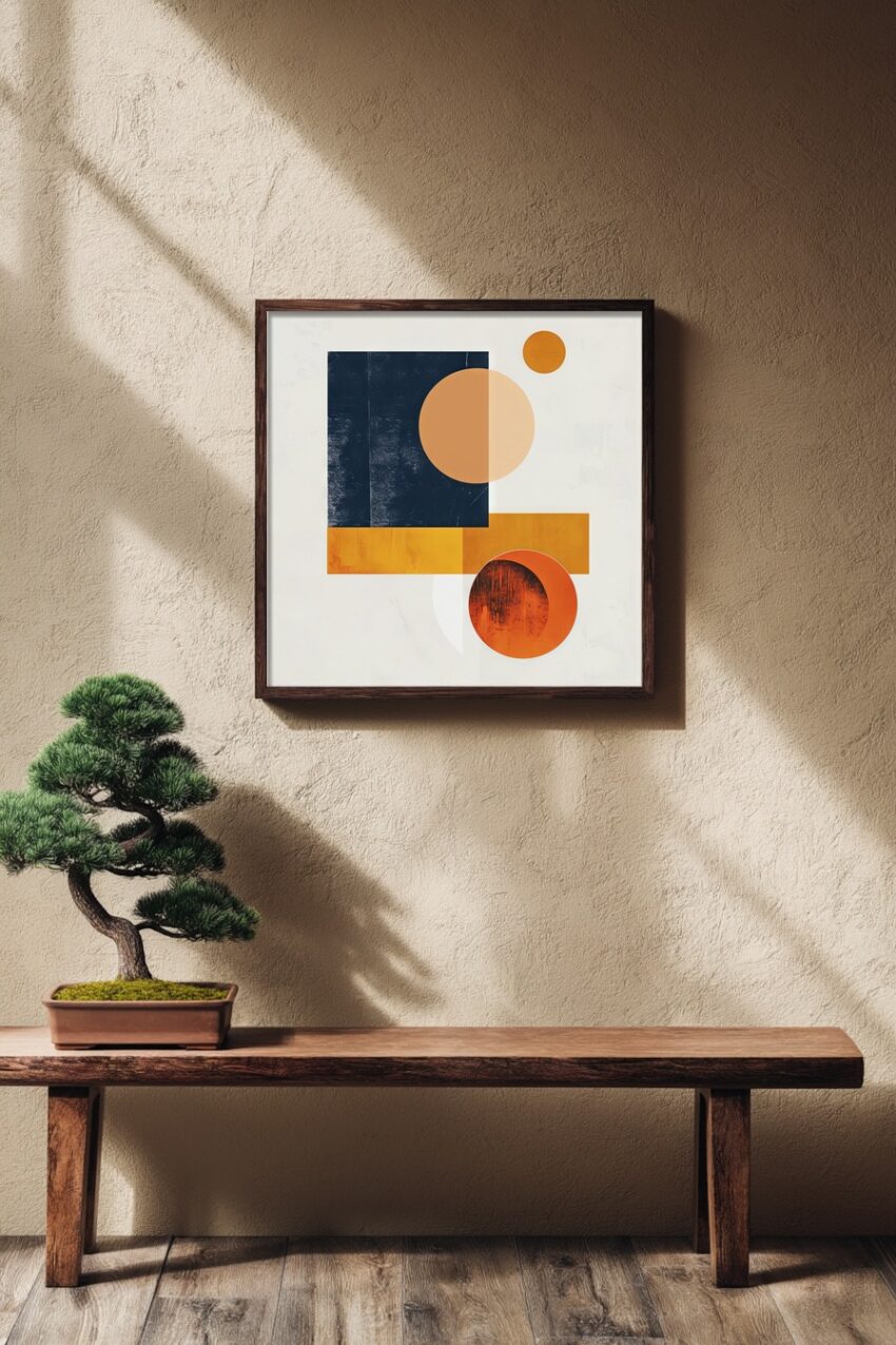 Grafische Poster Abstrakte Formen Orange Blau minimalistisch