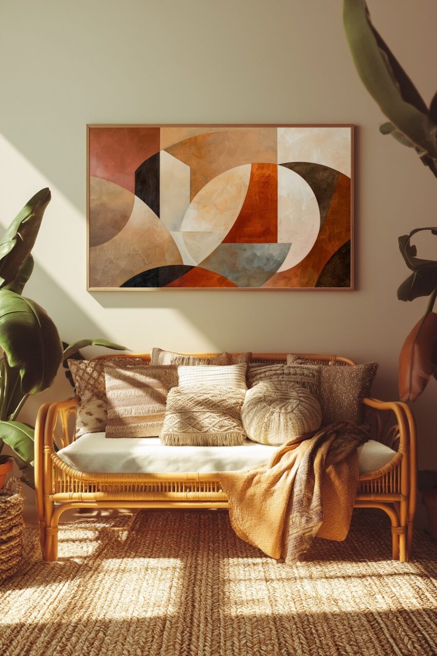 Malerei Poster abstrakte Bögen beige orange braun