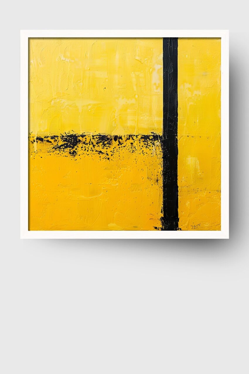 Malerei Poster Gelb schwarz abstrakt minimalistisch
