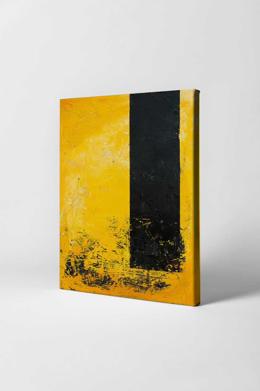 Abstrakt Poster Schwarzer Streifen gelb minimalistisch strukturiert