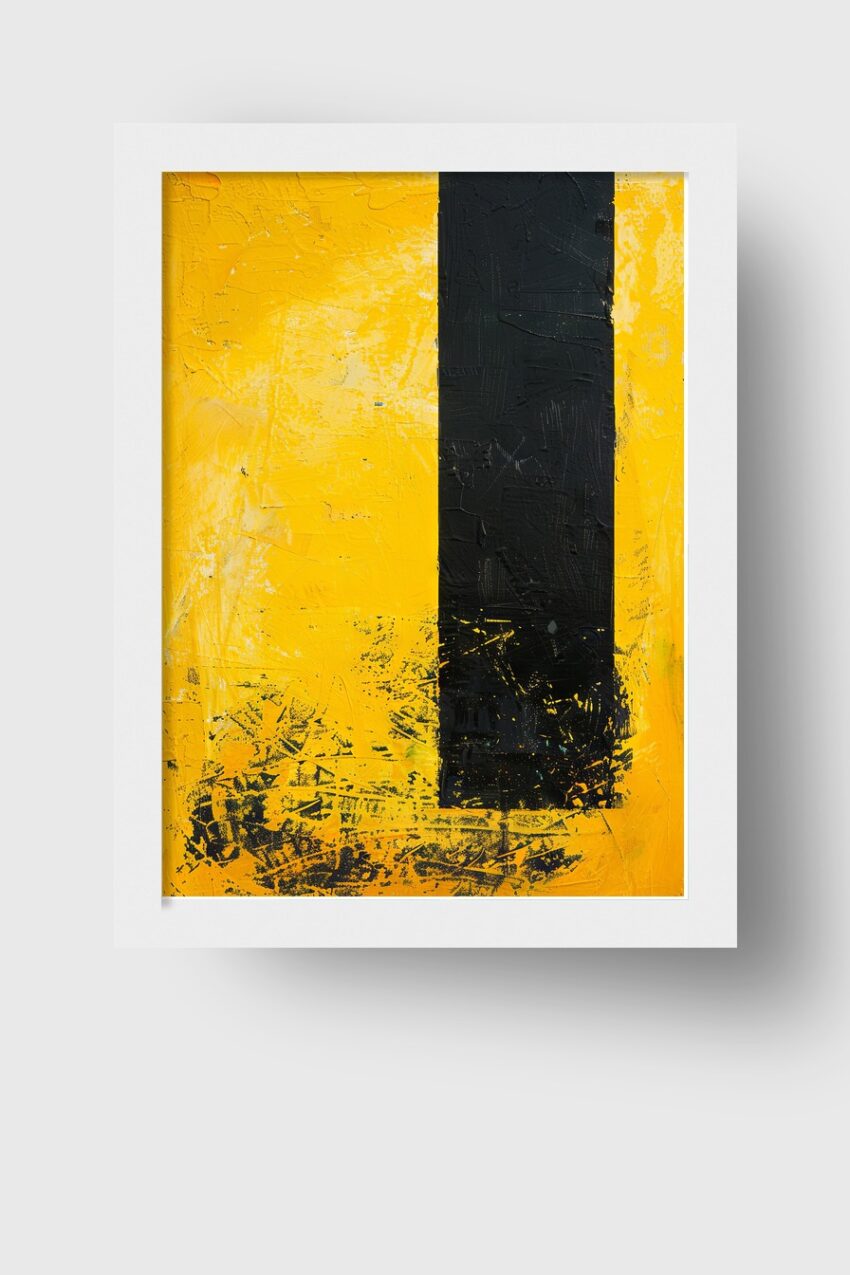 Abstrakt Poster Schwarzer Streifen gelb minimalistisch strukturiert
