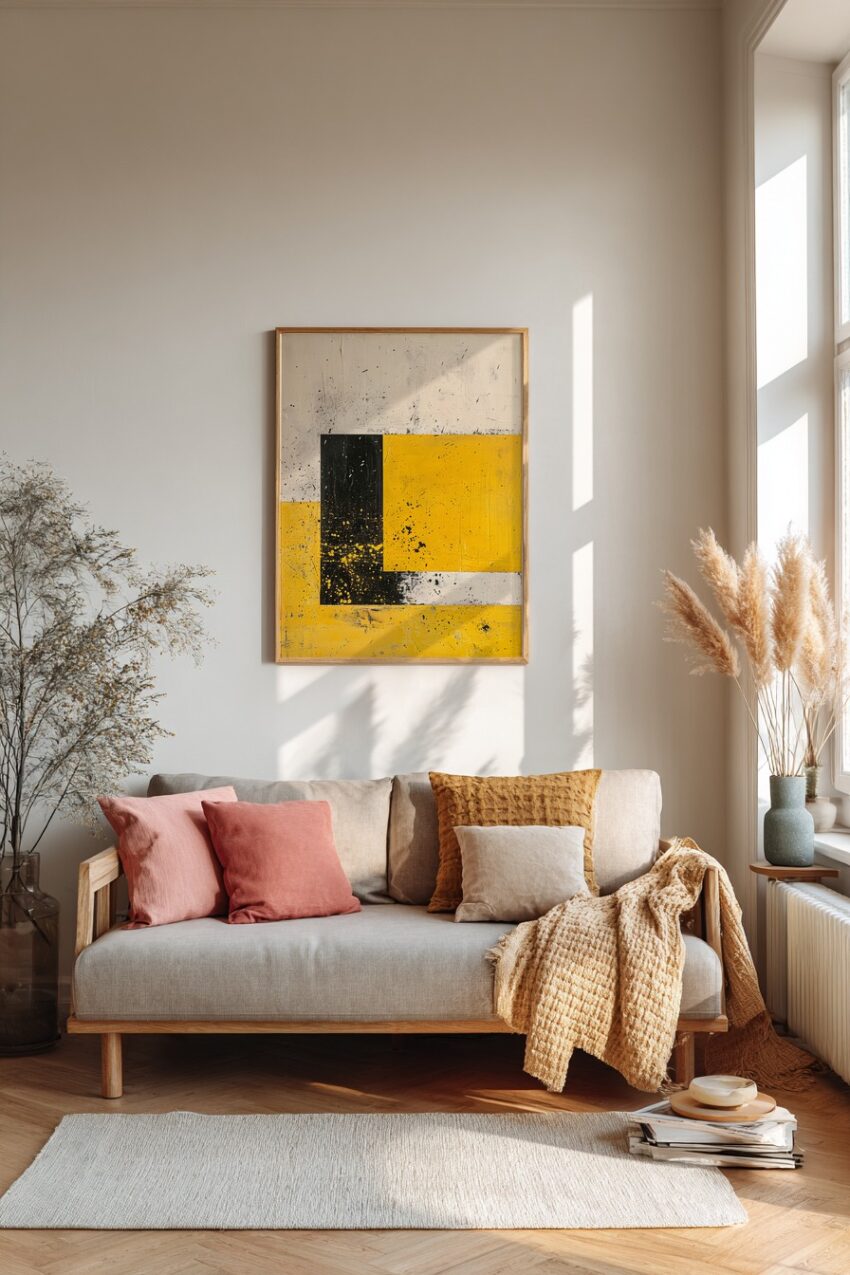 Grafik Poster Farbfelder gelb schwarz abstrakt