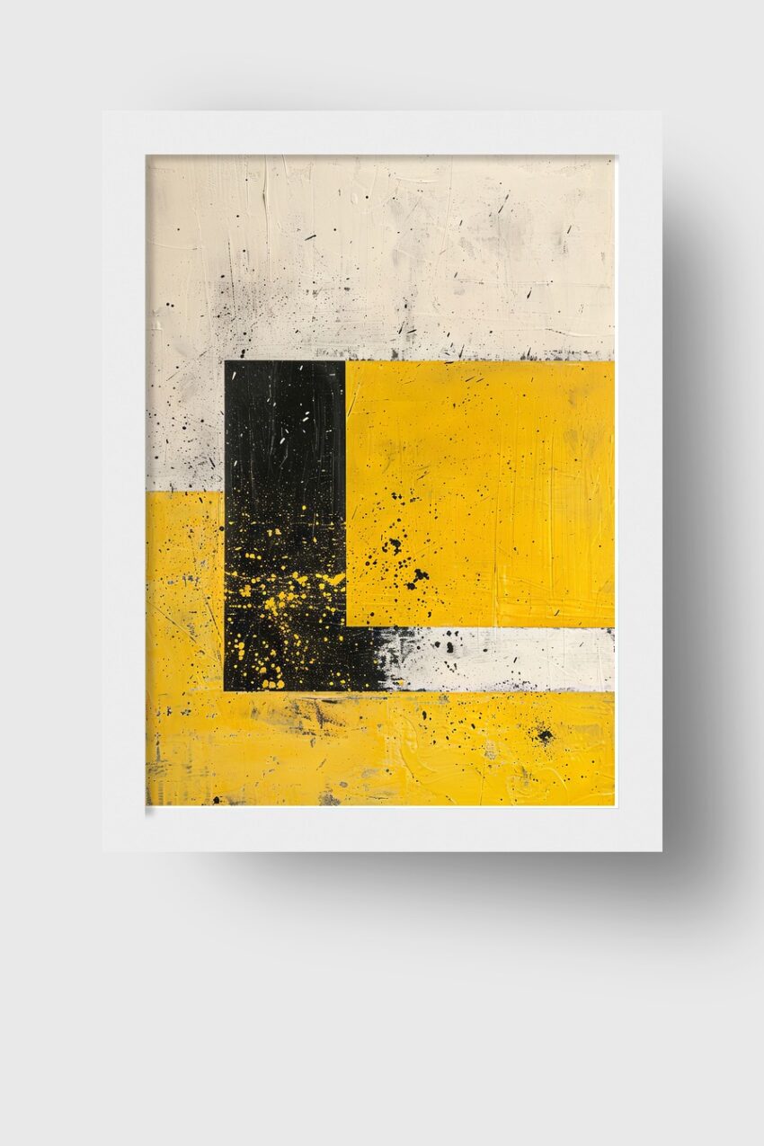 Grafik Poster Farbfelder gelb schwarz abstrakt