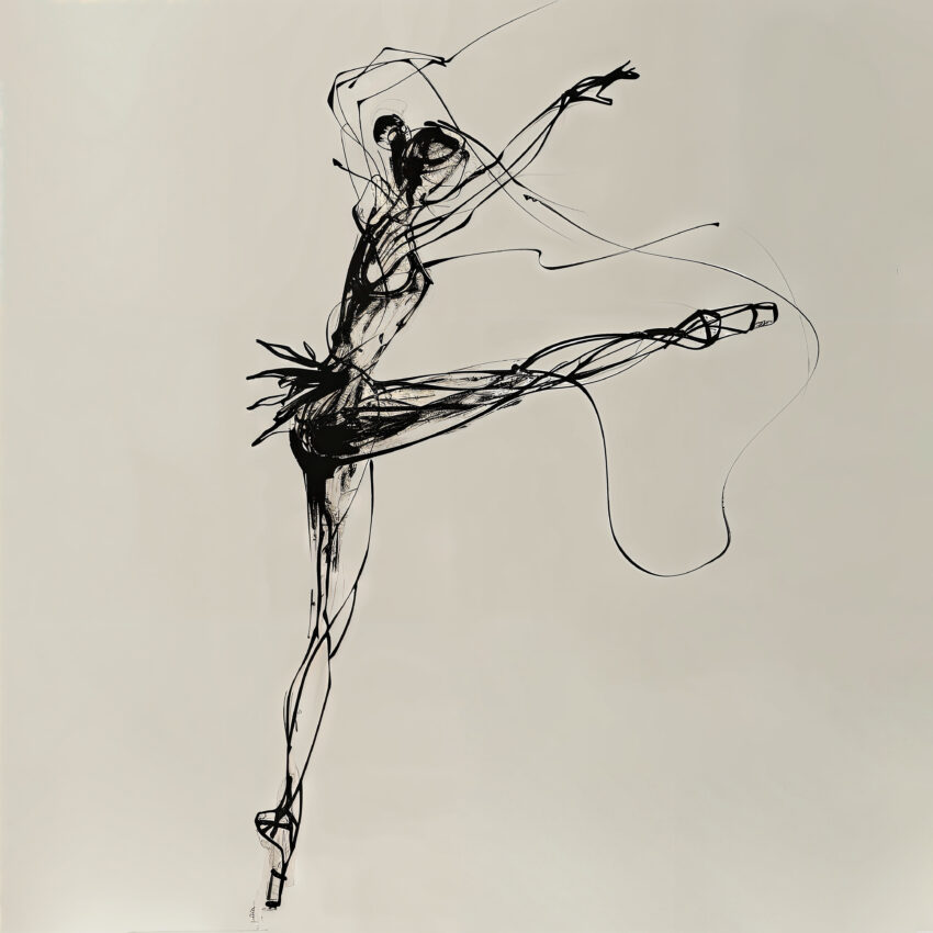 Illustration Poster Ballerina schwarz-weiß dynamisch minimalistisch