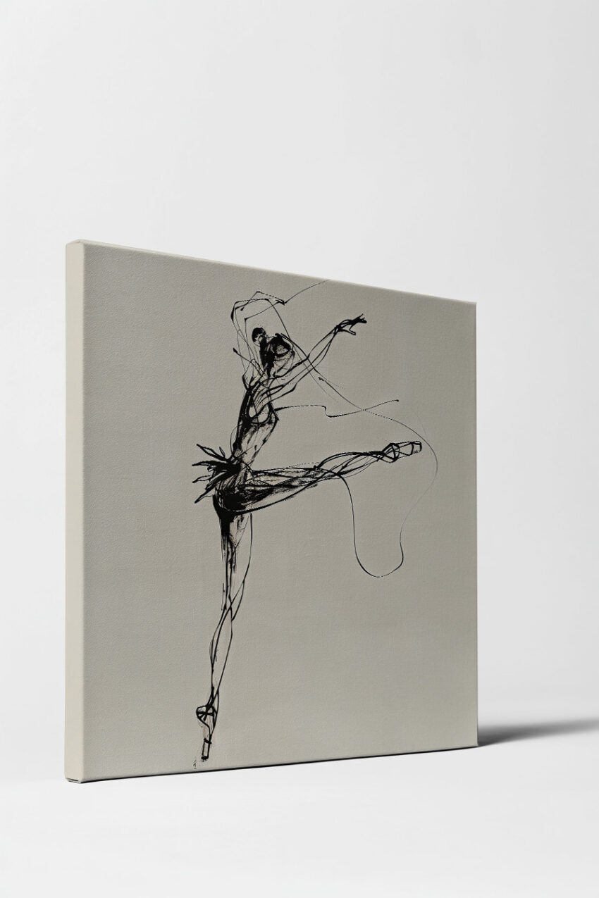 Illustration Poster Ballerina schwarz-weiß dynamisch minimalistisch