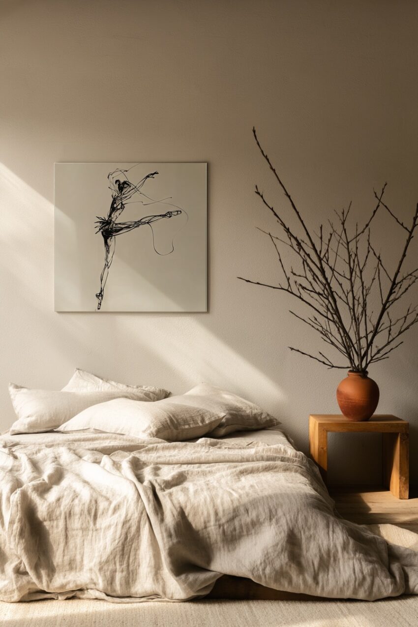 Illustration Poster Ballerina schwarz-weiß dynamisch minimalistisch