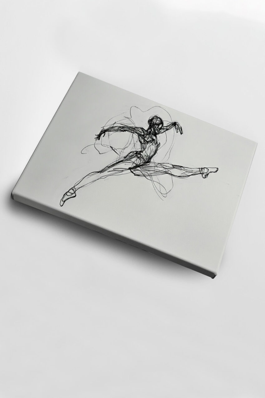 Zeichnung Poster Tänzerin dynamisch schwarz-weiß