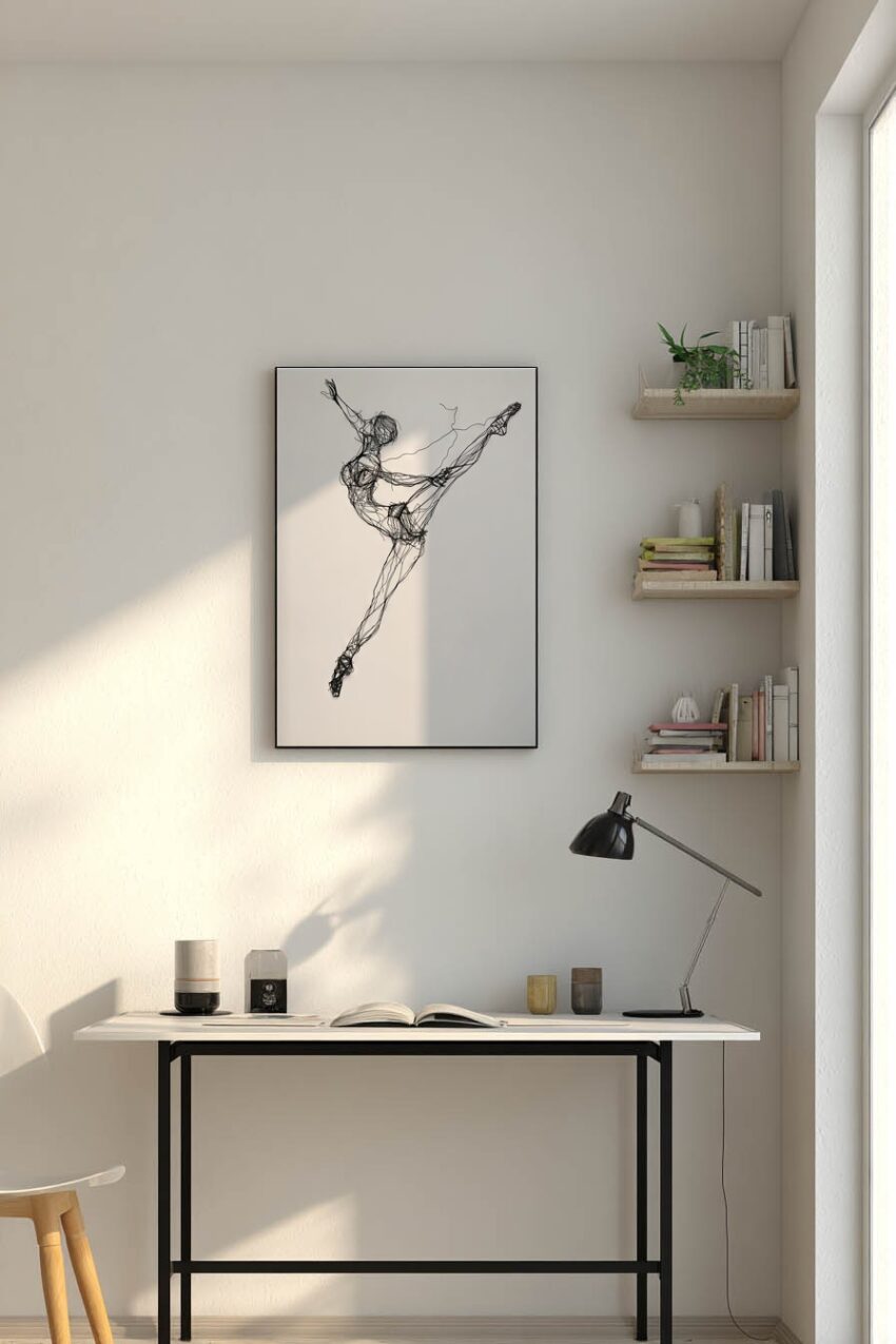 Illustration Poster Tänzerin abstrakt schwarzweiß