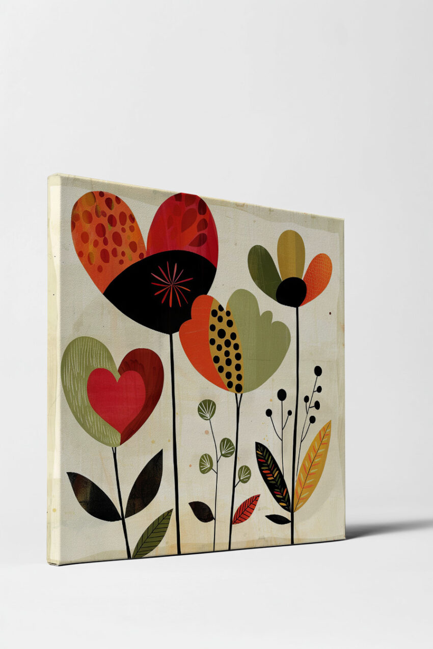 Digitale Kunst Poster Blumenform gepunktet rot grün