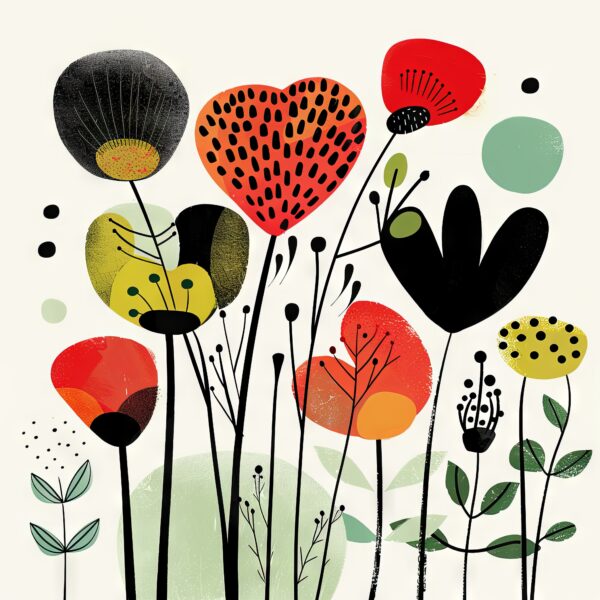 Blumenform Grafik Leinwandbild