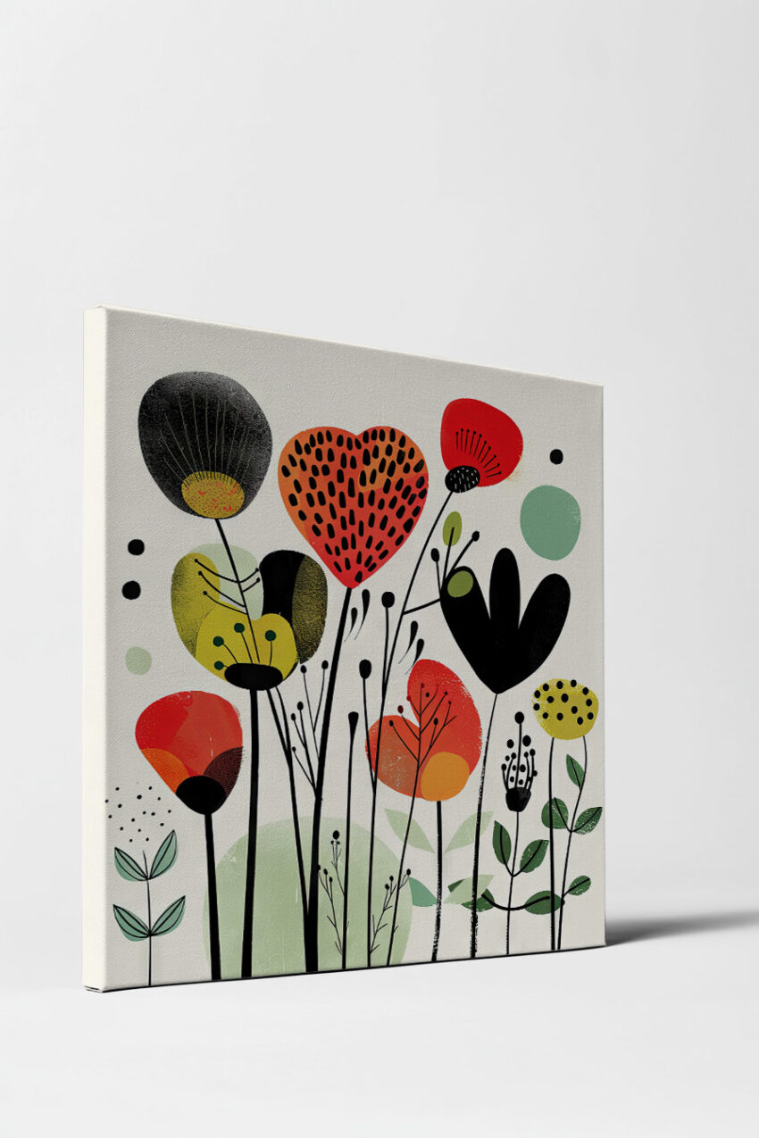 Grafik Poster Blumenform abstrakt bunt schwarz