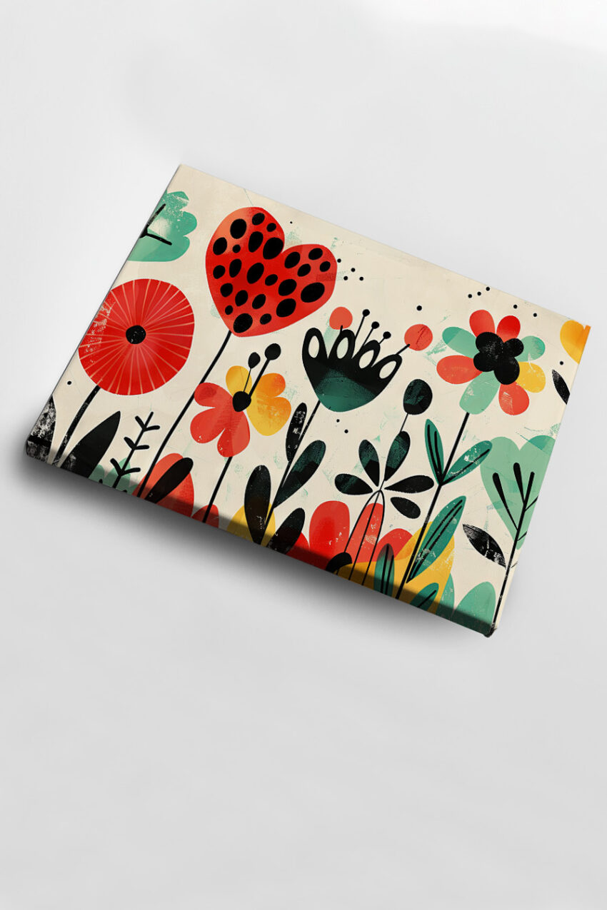 Grafik Poster Herzblume bunt stilisiert