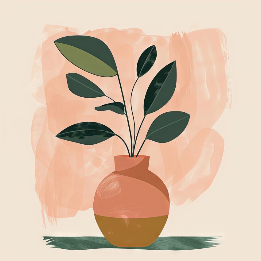 Illustration Poster Vase grün braun minimalistisch
