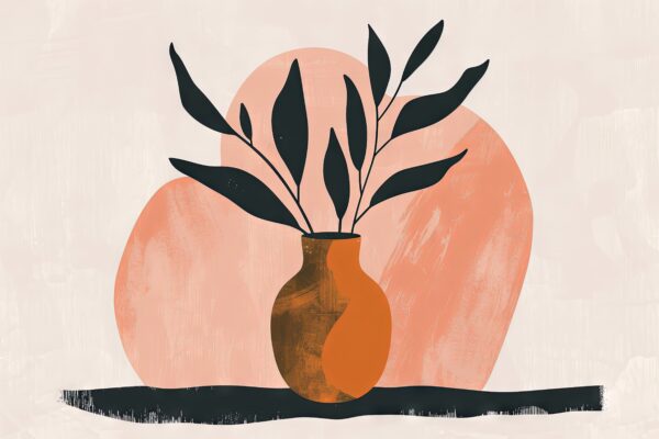 Blätter in Vase Leinwandbild