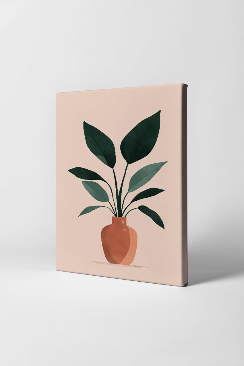 Digitale Kunst Poster Pflanze Vase grün terrakotta minimalistisch