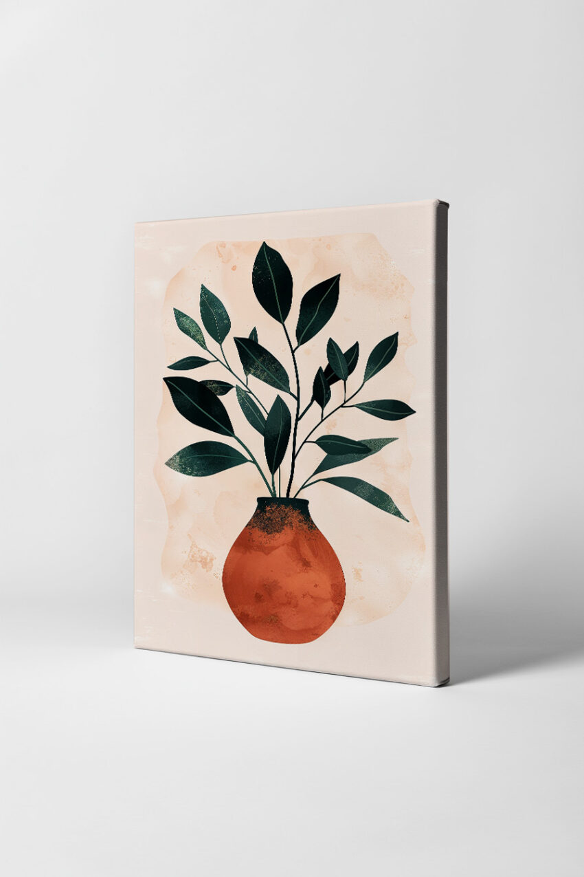 Illustration Poster Pflanze Vase rot grün minimalistisch