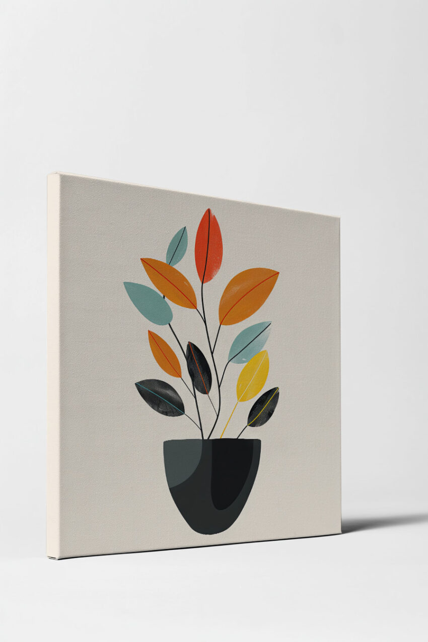 Grafikdesign Poster Pflanze Blätter bunt reduziert