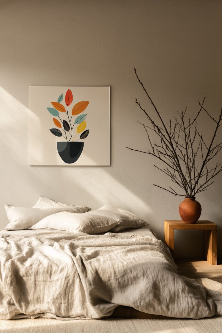 Grafikdesign Poster Pflanze Blätter bunt reduziert