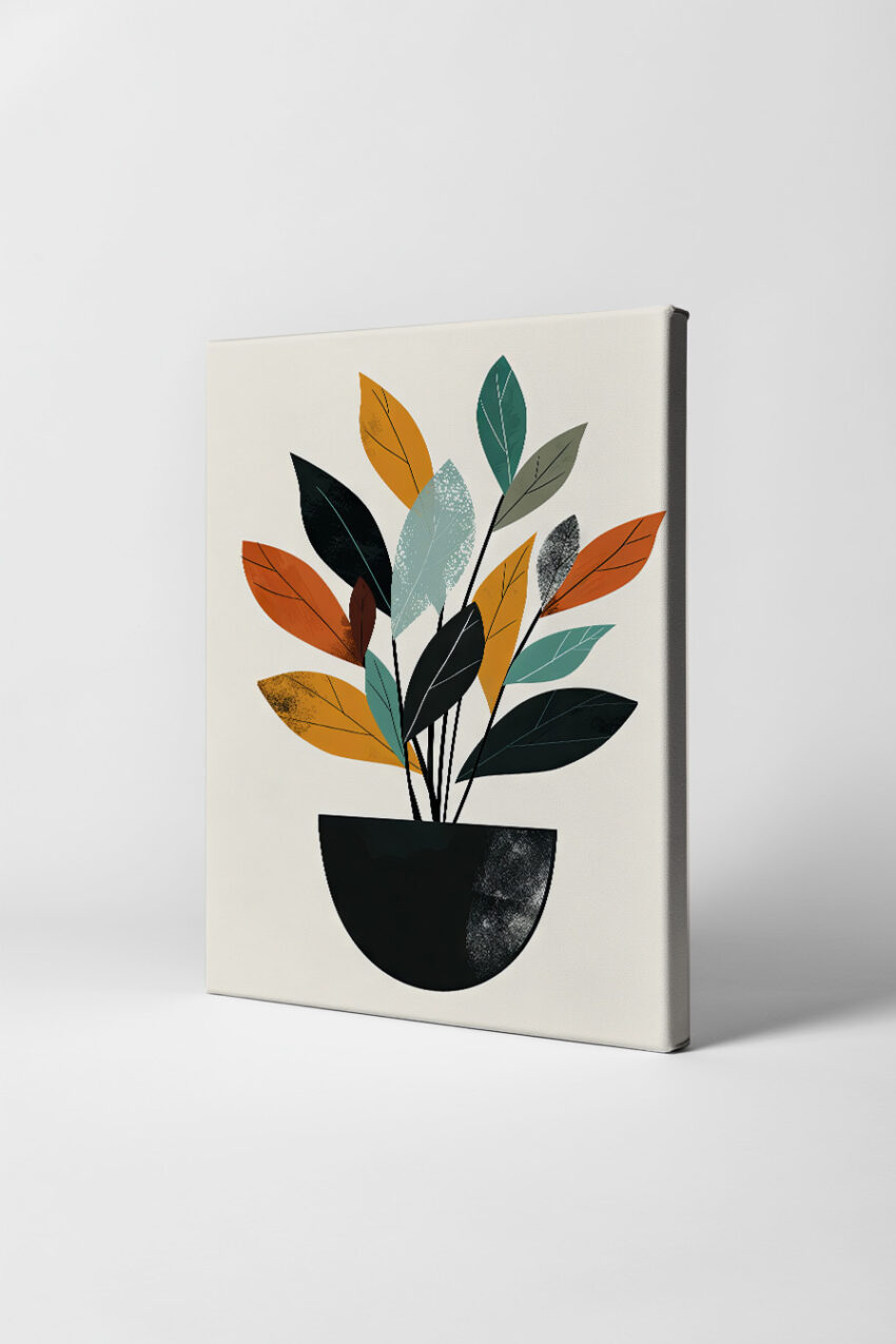 Illustration Poster Pflanze bunte Blätter minimalistisch