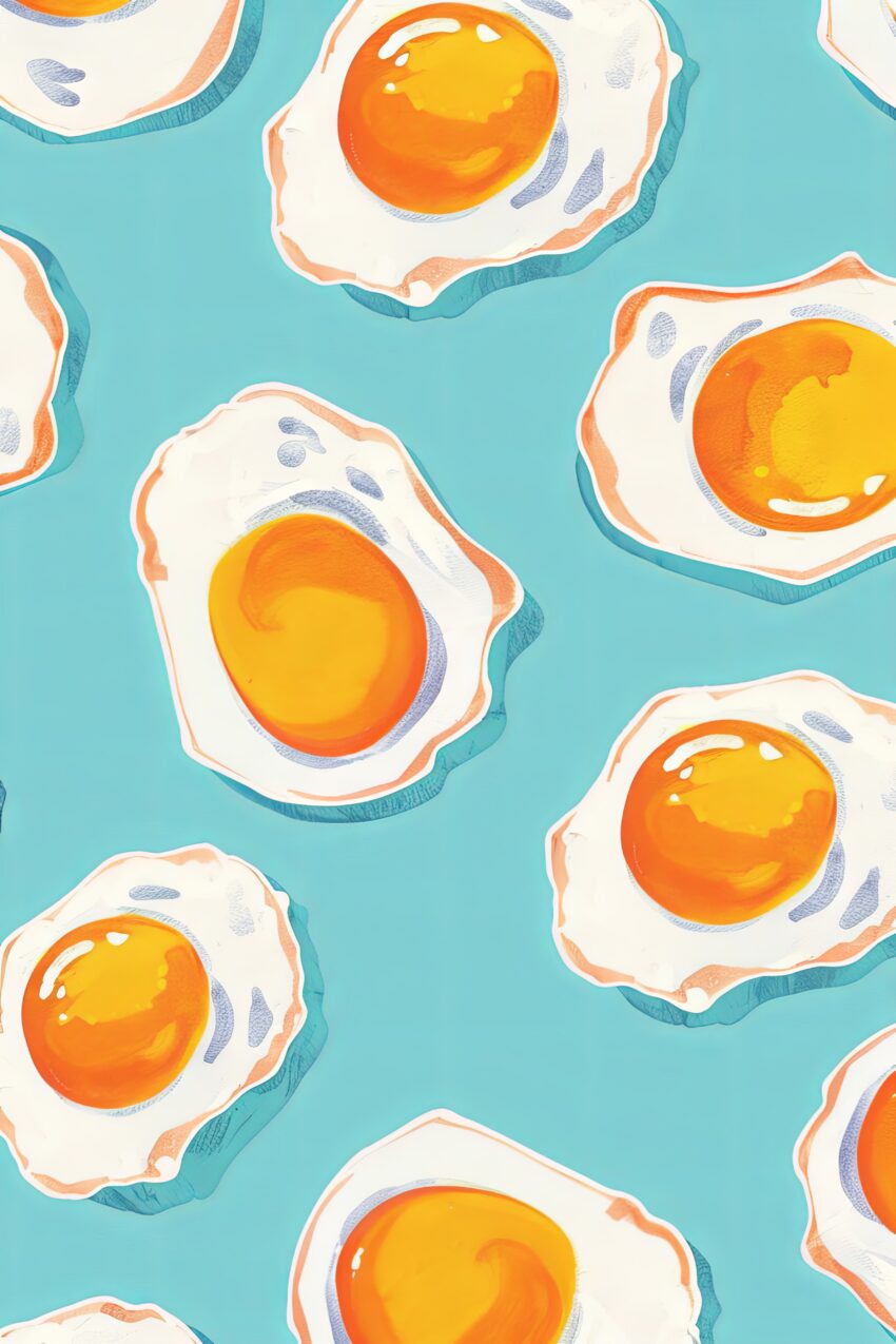 Illustration Poster Spiegelei modern gelb türkis