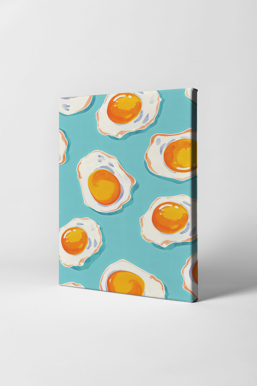 Illustration Poster Spiegelei modern gelb türkis