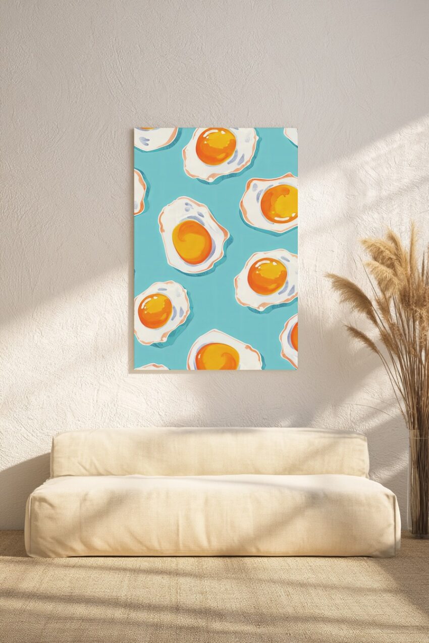 Illustration Poster Spiegelei modern gelb türkis