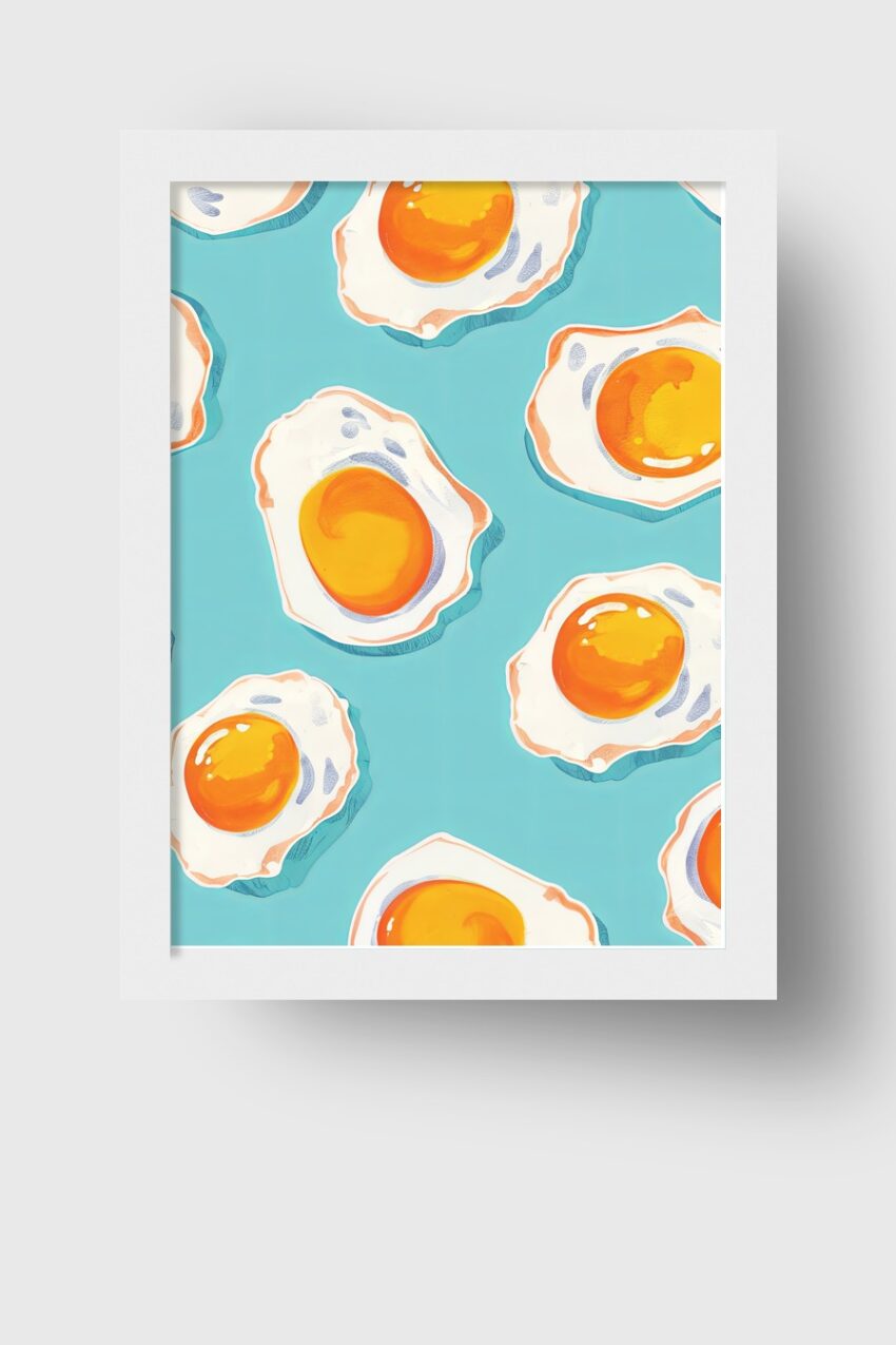 Illustration Poster Spiegelei modern gelb türkis