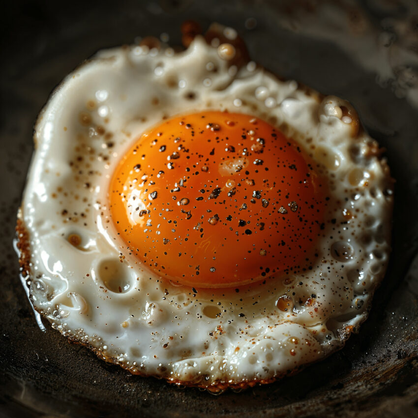 Fotografie Poster Spiegelei Nahaufnahme gepfeffert gelb weiß