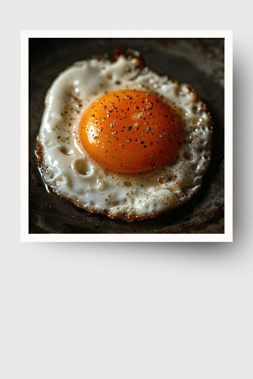 Fotografie Poster Spiegelei Nahaufnahme gepfeffert gelb weiß