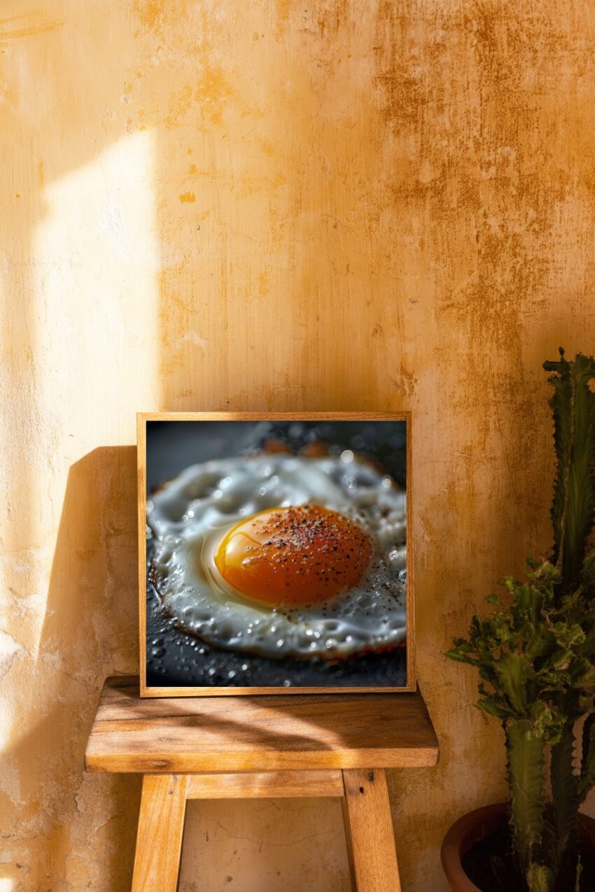 Fotografie Poster Spiegelei Detail orange weiß