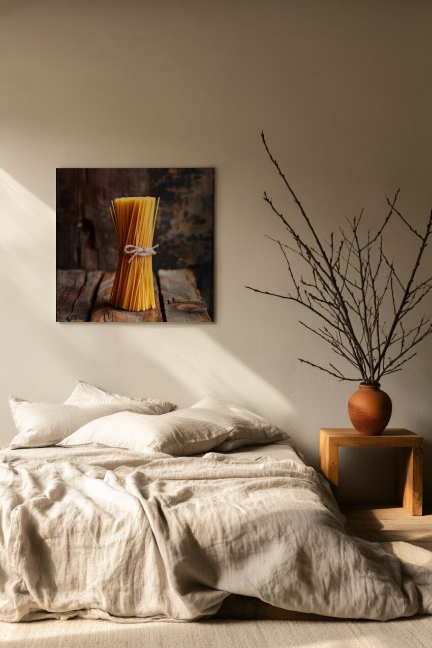 Fotografie Poster Spaghetti Bündel rustikal gelb