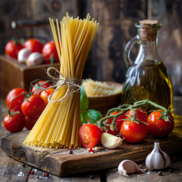 Spaghetti mit Tomaten Gerahmt