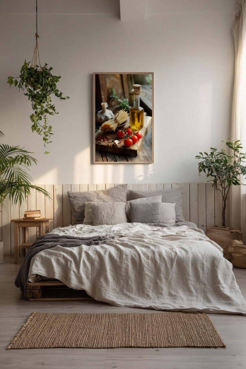 Fotografie Poster Küchenstillleben warm natürlich Olivenöl Tomaten