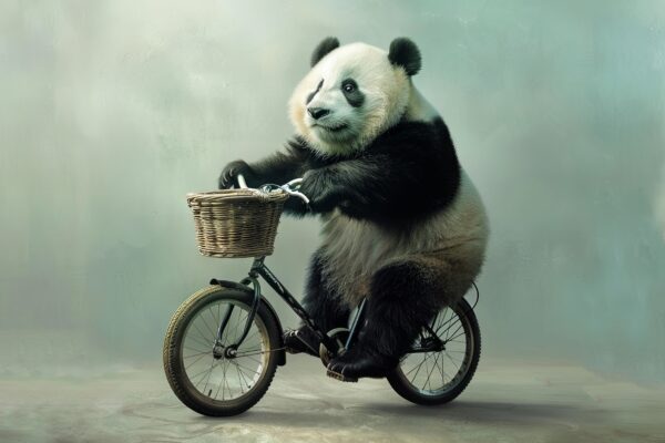 Panda Fahrradkorb Gerahmt