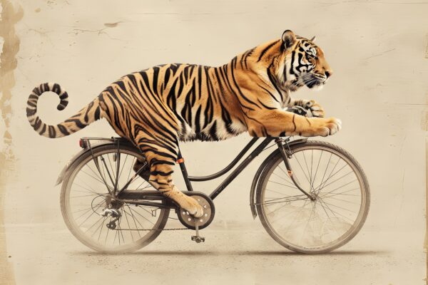 Tiger Fahrrad Leinwandbild