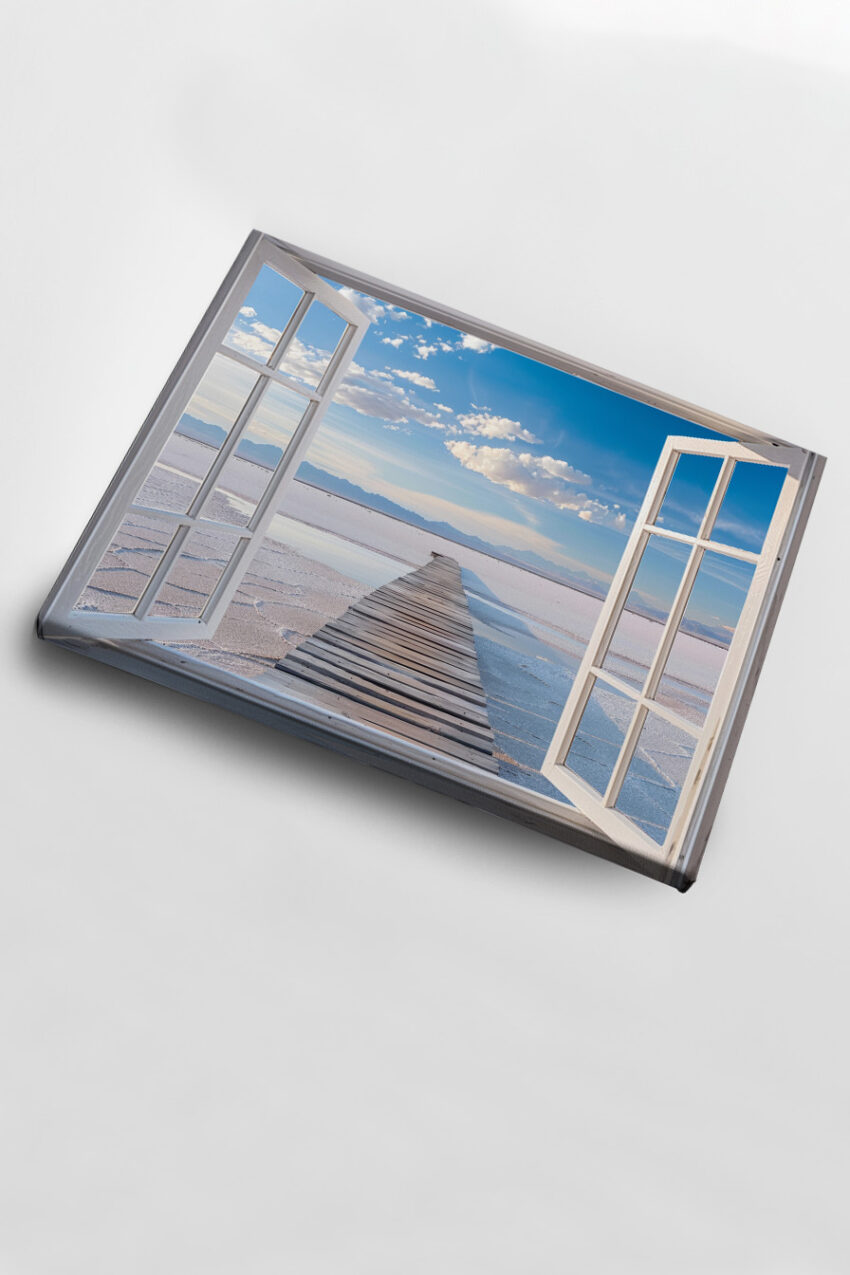 Fotografie Poster Steg Landschaft blau weiß klar