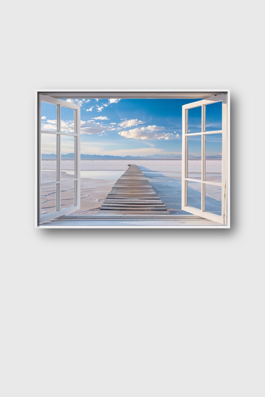 Fotografie Poster Steg Landschaft blau weiß klar