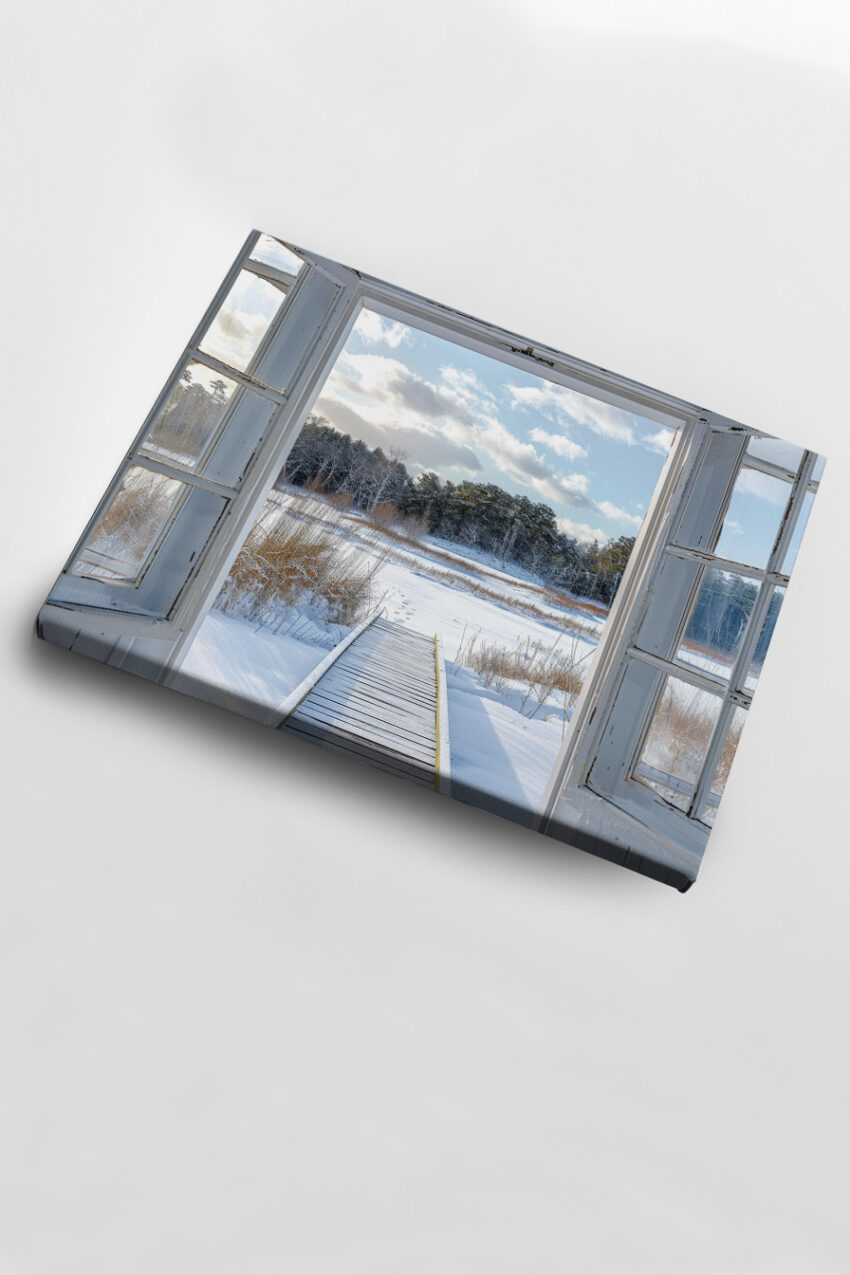 Fotografie Poster Steg Schnee Winterlandschaft hell