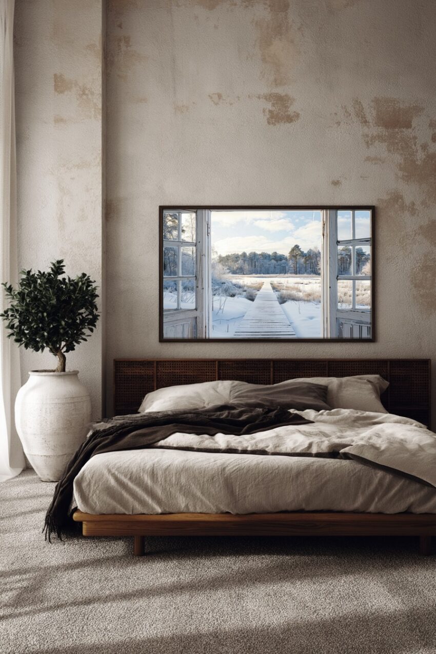 Fotografie Poster Steg Winter Landschaft verschneit